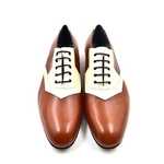 Chaussures de danse homme ALFREDO en cuir marron et perle avec talon 2cm et semelle extérieure peau vue dessus