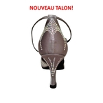 Chaussures de danse femme TIZIANA à bouts ouverts en satin anthracite et strass talon anthracite strassé 7cm vue arrière
