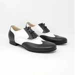 Chaussures de danse homme STEFANO en cuir noir et blanc Talon 2,5cm Semelle peau