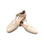 Chaussures de danse femme fermées AGATA cuir beige talon 2cm vue paire