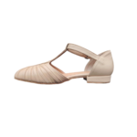 Chaussures de danse femme fermées AGATA cuir beige talon 2cm vue profil