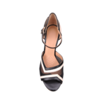 Chaussures de danse femme ouvertes LUCIA en beige et noir talon 7 cm vue dessus
