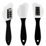 Brosse à chaussures triple face pour semelle et dessus en peau
