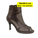 Bottines en cuir et tule noirs et plateau avec fermeture éclair Talon 8cm vue 3 quarts