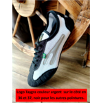 Baskets de danse TAYGRA dança noir et blanc (semelle lisse) vue profil logo argent