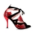 Chaussures de danse femme DEISY rouge, noir imit. serpent talon 9cm