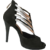 Chaussures de danse femme SABRINA peau noire et brides paillettes argent. Plateau 2cm   Talon 9,5cm