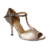 Chaussures de danse femme SERENA tissu argent. Strass devant. Talon métal argent 8cm
