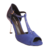 Chaussures de danse femme SERENA BLU en peau bleue. Strass devant. Talon métal argent 8cm