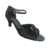 Chaussures de danse femme VERA à bouts ouverts en satin noir talon noir 5cm et 2 brides réglables avec boucles strass sur dessus pied