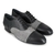 Chaussures de danse homme GINO en cuir noir et peau grise talon 2cm et semelle peau vue 3 quarts