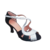 Chaussures de danse femme KIARA à bouts ouverts en peau noire et glitter argent talon bobine noir 7cm vue 3 quarts