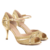 Chaussures de danse femme SHEREHAZADE à bouts ouverts en glitter et cuir or talon aiguille métallisé or 8cm noir vue 3 quarts