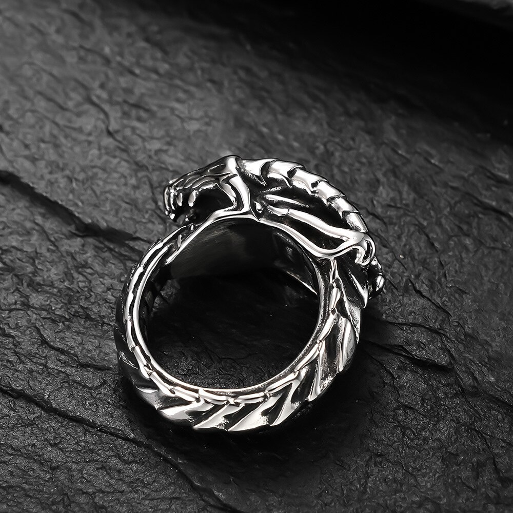 Bague-Viking-Ouroboros-pour-hommes-anneau-de-motard-en-acier-inoxydable-316L-anneau-Dragon-mythologie-nordique