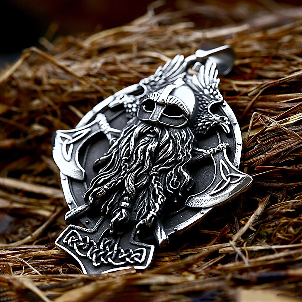 Amulette-en-acier-inoxydable-316L-pour-hommes-pendentif-avec-Axe-du-guerrier-Viking-marteau-de-Thor