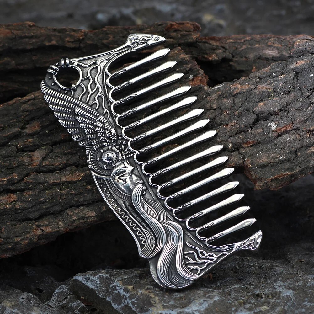 Peigne-Barbe-Viking-Nordique-Bijoux-Odin-Raven-Cadeau-pour-Homme