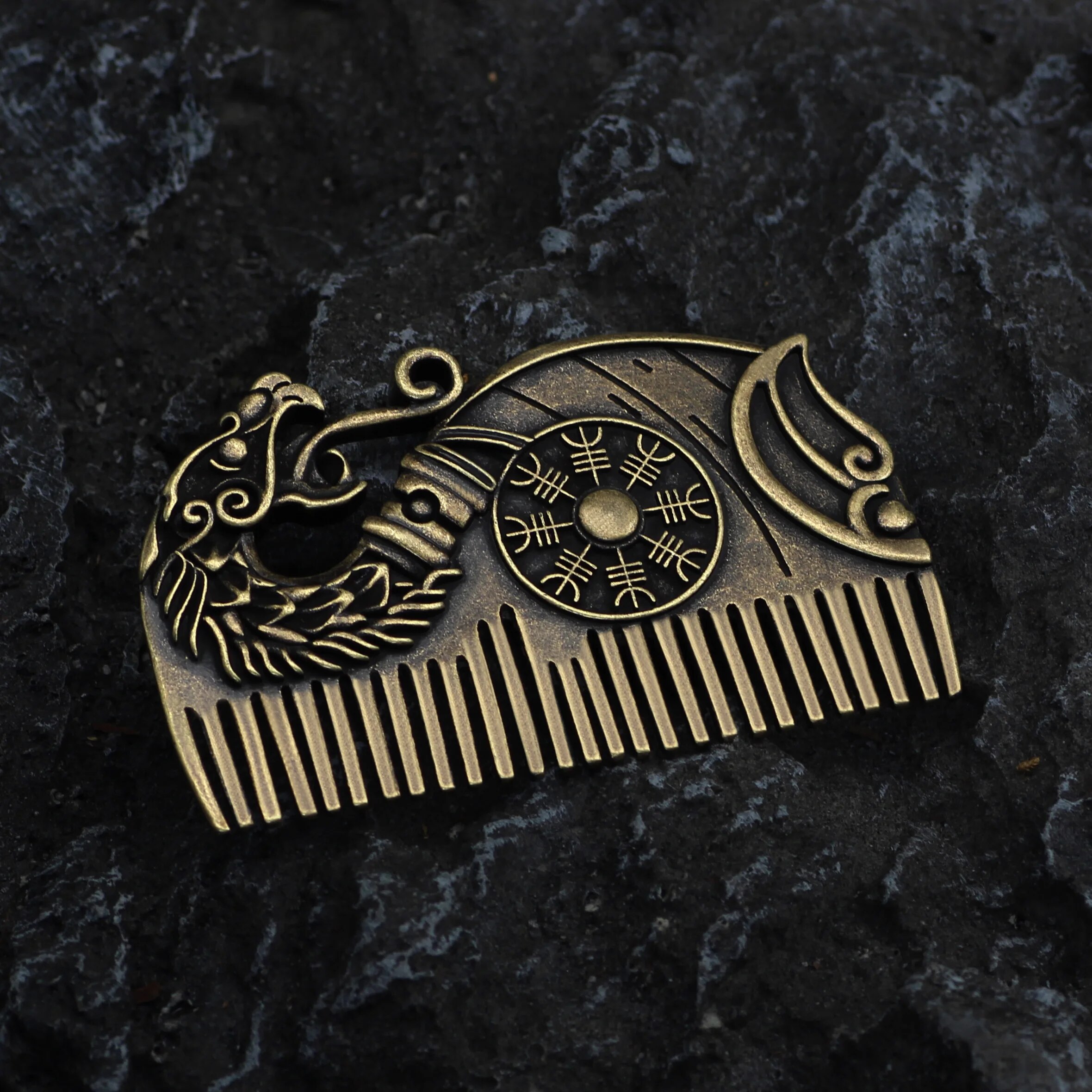 Peigne-barbe-Viking-avec-bouclier-Aegishjalmur-proximit-Patrick-ar-bijoux-cadeau-pour-homme