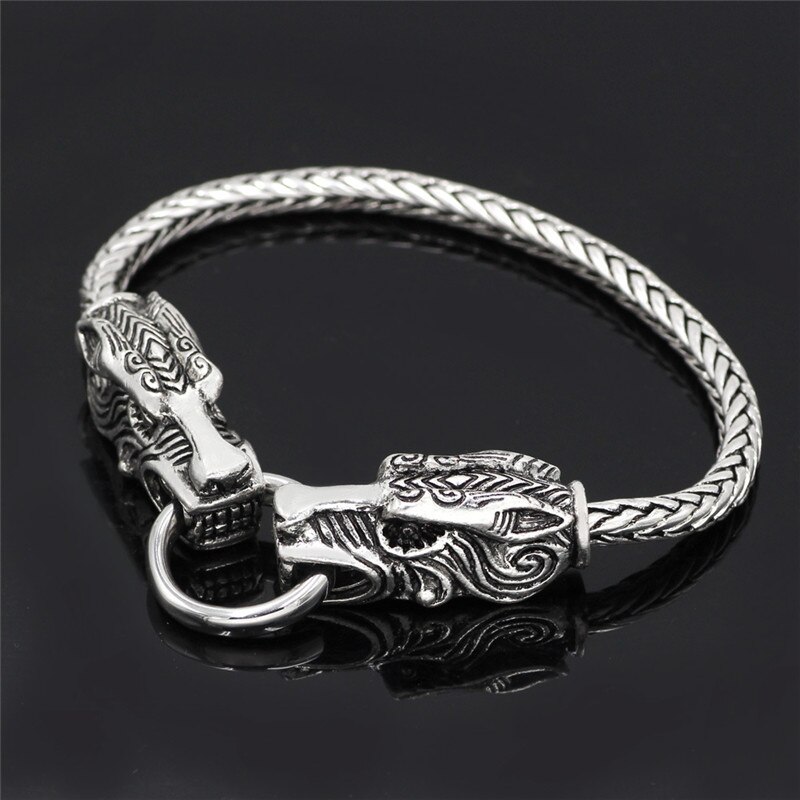Bracelets-Vintage-t-te-de-tigre-Viking-Rune-en-cuir-accessoires-scandinave-nordique-cha-ne-pour