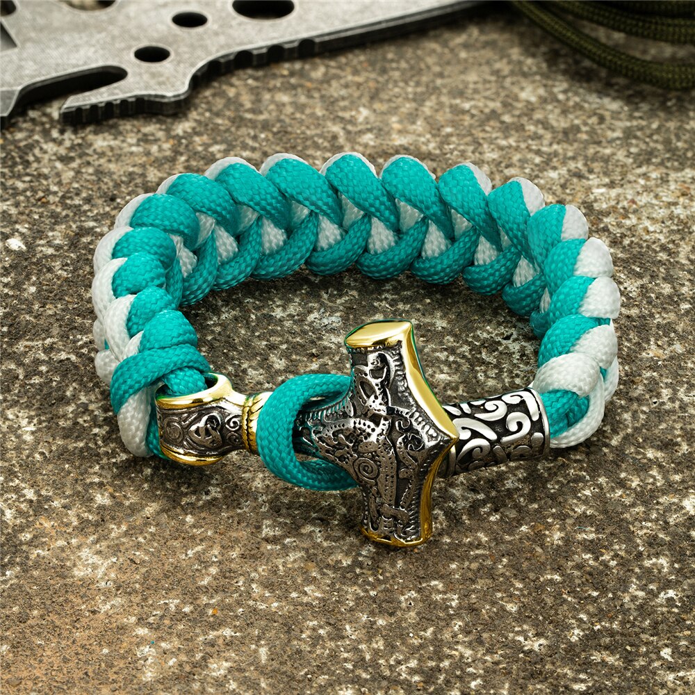 Rock-Vikings-Mjolnir-Bracelet-marteau-en-acier-inoxydable-pour-hommes-ancre-de-survie-corde-paracorde-amulette