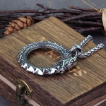 Collier-Viking-en-acier-inoxydable-pour-hommes-collier-avec-pendentif-dragon-amulette-Valknut-Ouroboros-bo-te