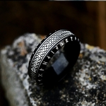 Bague-Vintage-Viking-Rune-pour-hommes-anneau-de-motard-Unique-en-acier-inoxydable-anneau-n-ud