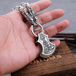 Collier-pendentif-hache-Vibasine-en-acier-inoxydable-pour-homme-t-te-de-dragon-marteau-de-Thor