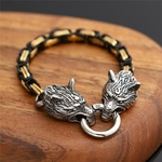 Bracelet-t-te-de-loup-Viking-pour-hommes-en-acier-inoxydable-dor-cha-ne-King-carr