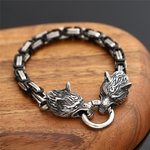 Bracelet-t-te-de-loup-Viking-pour-hommes-en-acier-inoxydable-dor-cha-ne-King-carr