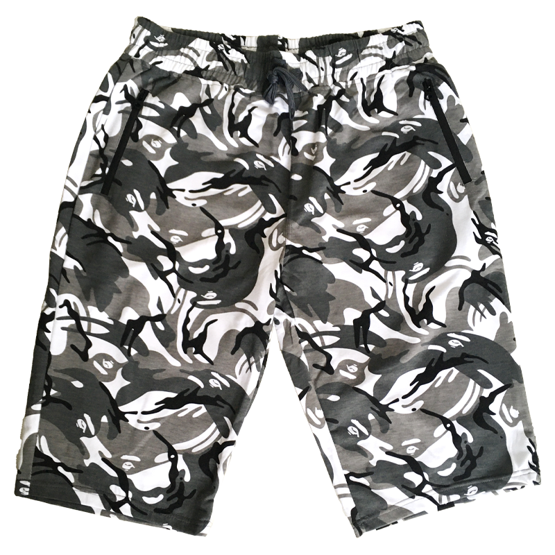 Camouflage cotton shorts Grey White Black