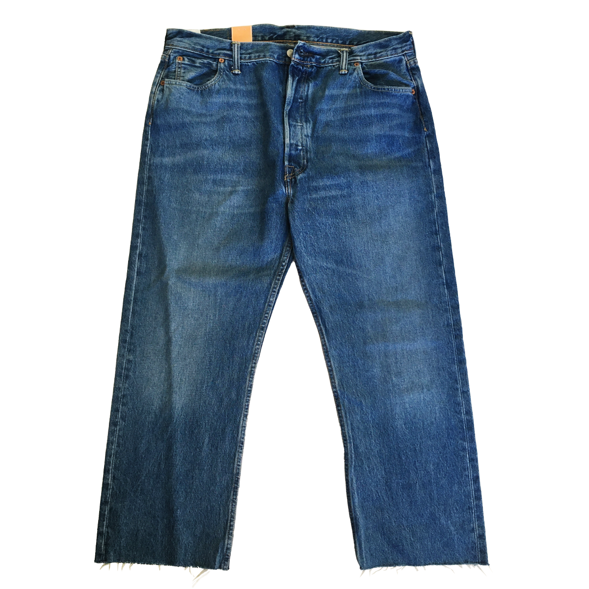 Levis 501 cropped blue straight lined 2