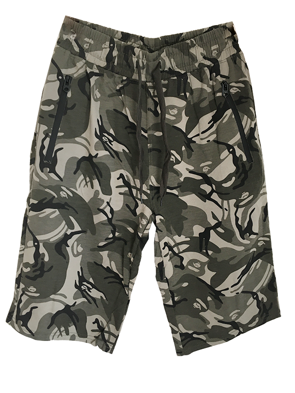 Camouflage Cotton Shorts Khaki Grey