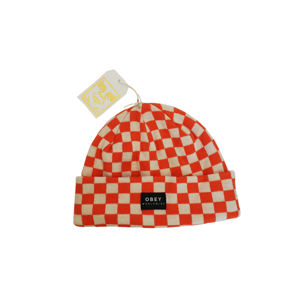 Obey Orange beanie (Vernon Checker)