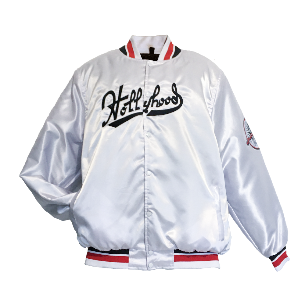 White satin bomber jacket (2Pac) red, white