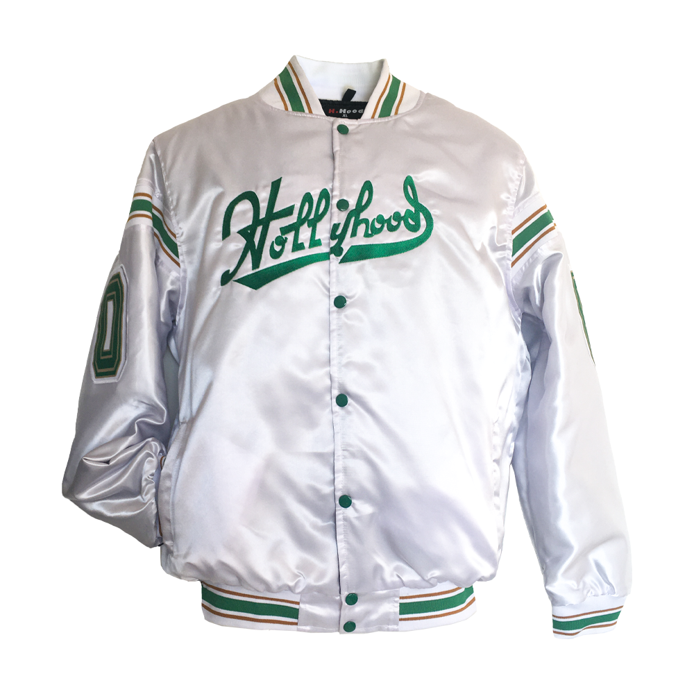 White green satin bomber jacket (Tyson)