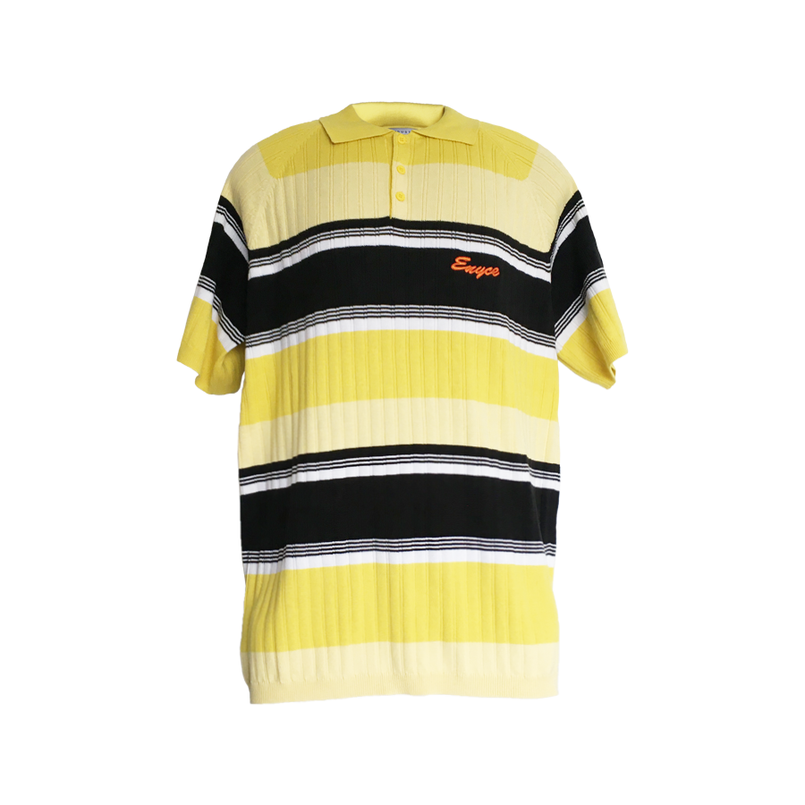 Striped Cotton Polo Neck T-shirt by Enyce
