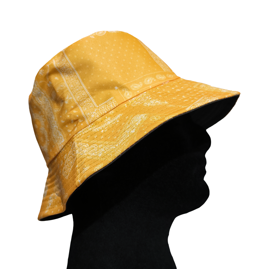 Yellow bandana print bucket hat