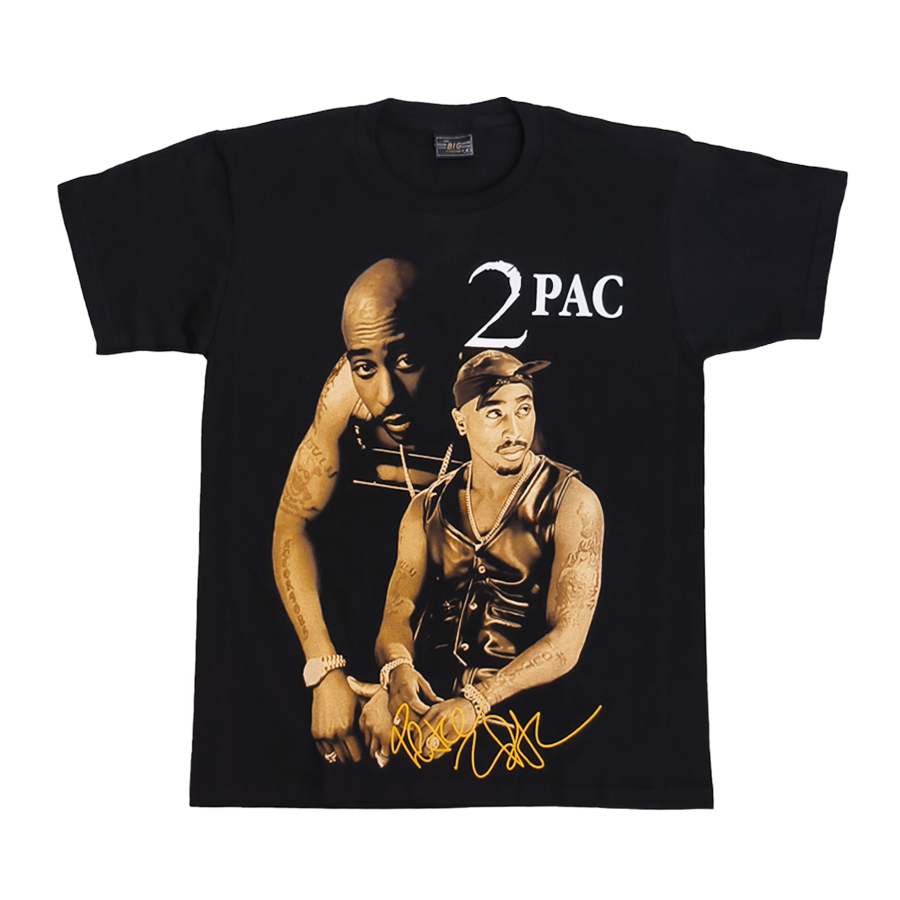 Black print t-shirt 2 Pac (sepia M)
