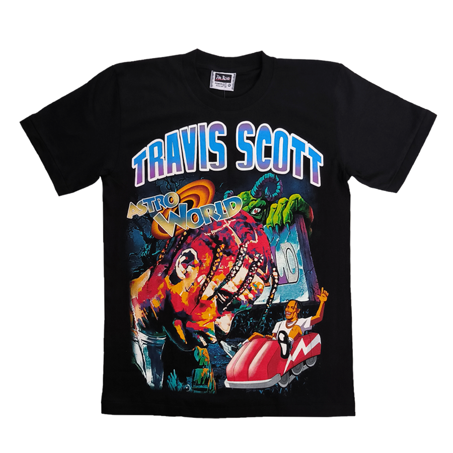 Black print t-shirt Travis Scott Astro World (M)