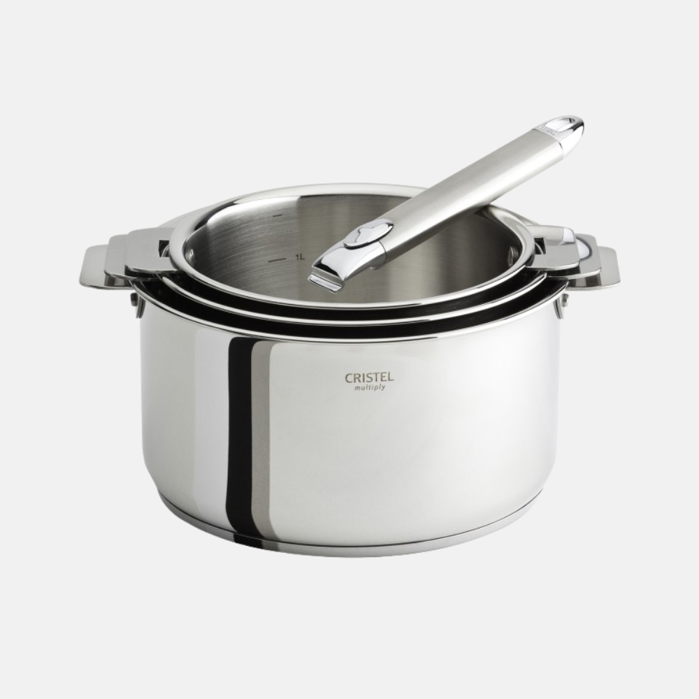 Set de 3 casseroles + 1 poignée CRISTEL CASTELINE