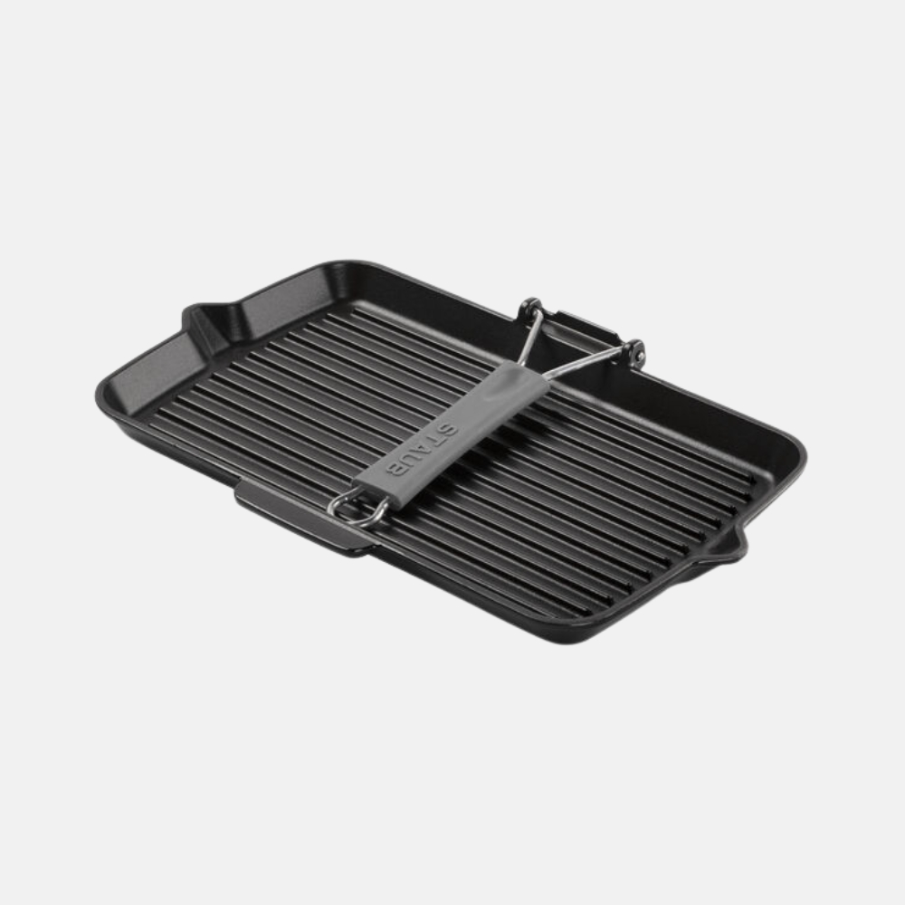 Poêle gril en fonte avec bec verseur 34 cm noir mat STAUB