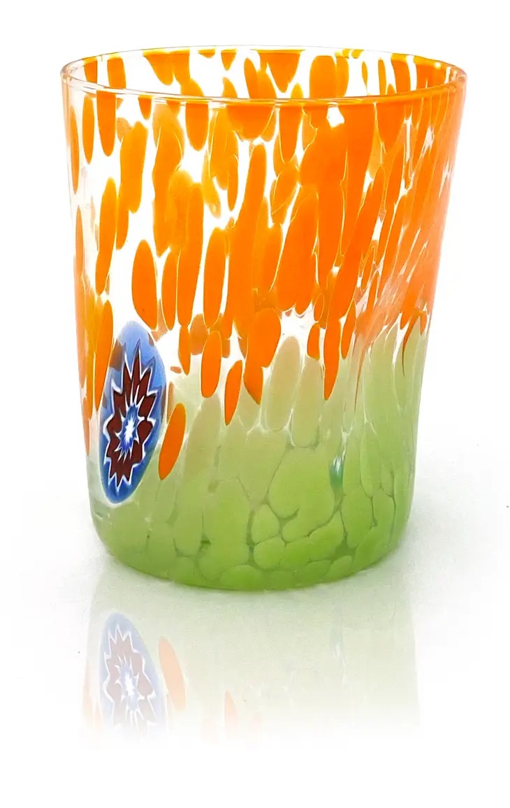 Gobelets à Eau x 6 de Murano NAÏF Verde Arancio