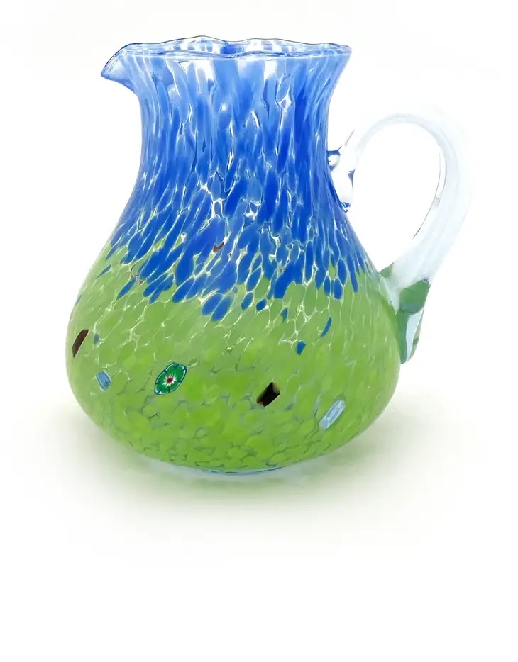 Carafe Galbée en verre 1 L de Murano NAÏF Verde Blu