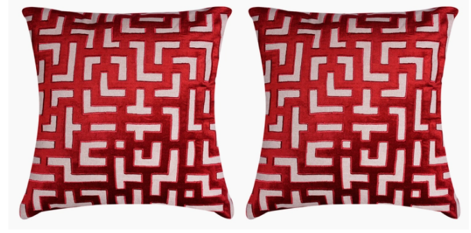 Housse Lin Coussin Rouge x 2