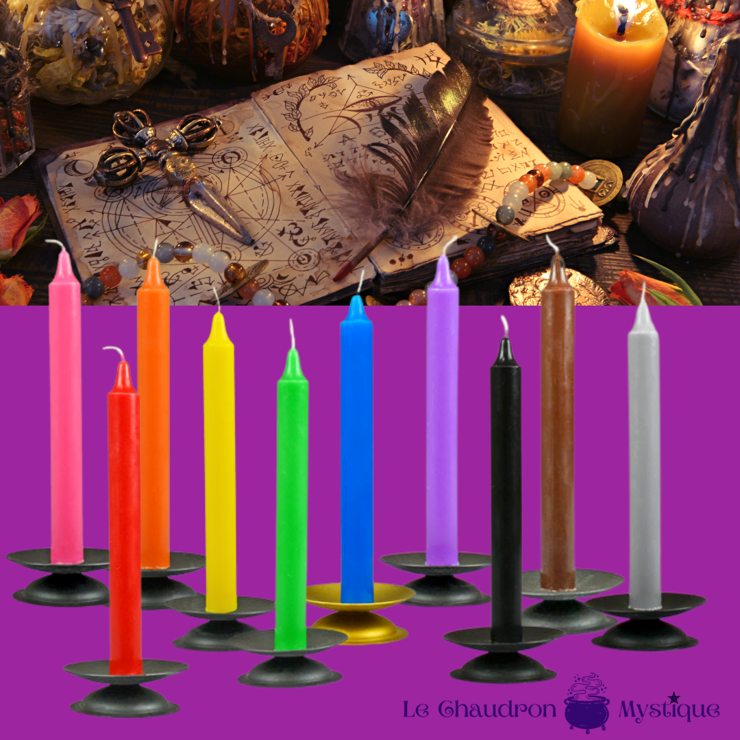 Bougies de rituel - teintées dans la masse - durée 8h - BOUGIES/Bougie  couleur de Rituels (sort) - ⭐️Le Chaudron Mystique⭐️