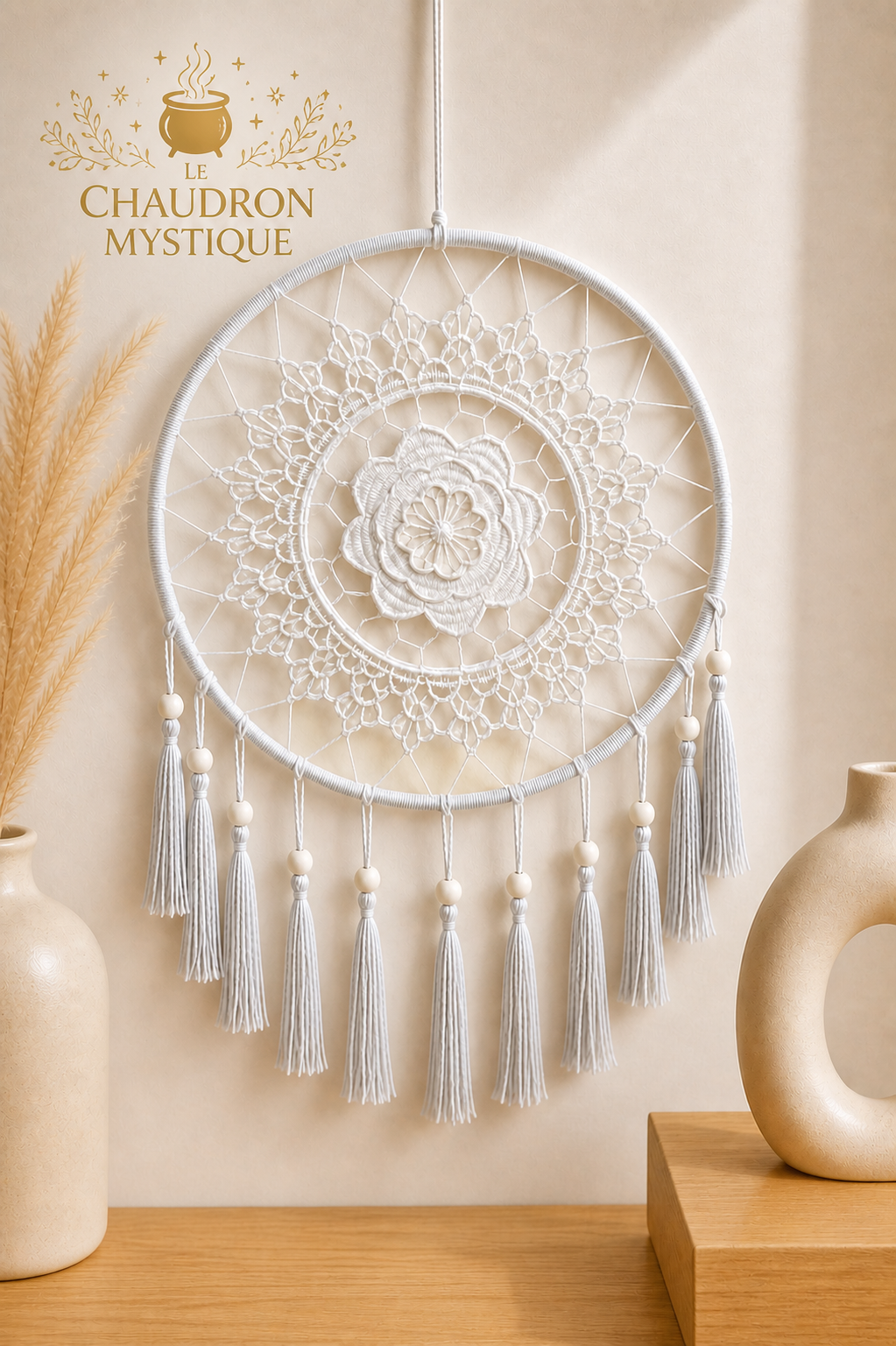 ATTRAPE REVE MANDALA BLANC