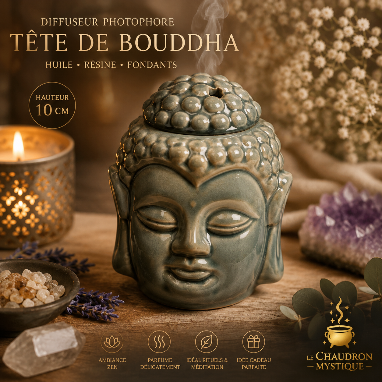 photophore bouddha kaki