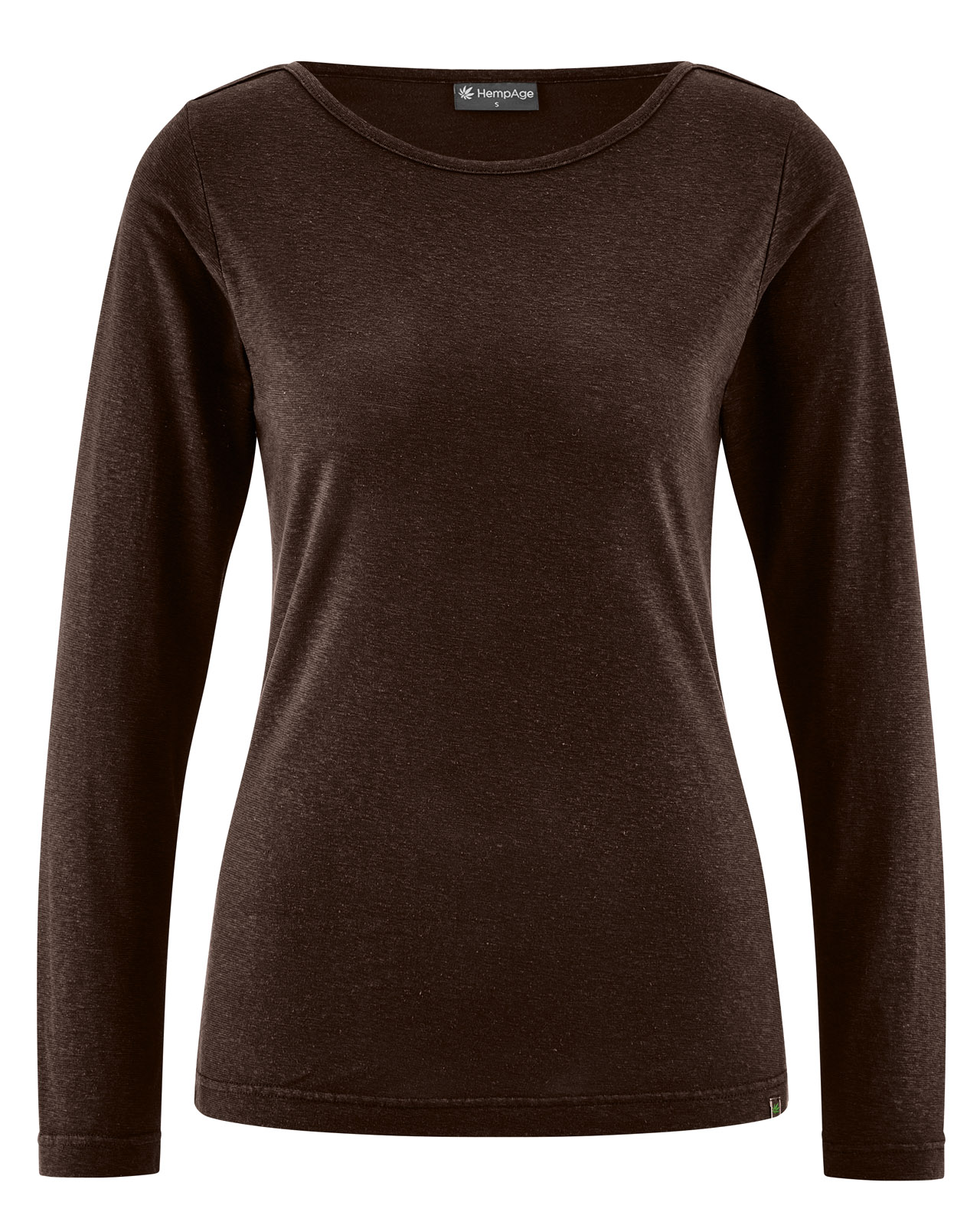 haut à manches longues femme col bateau en chanvre et lyocell espresso, vue du produit