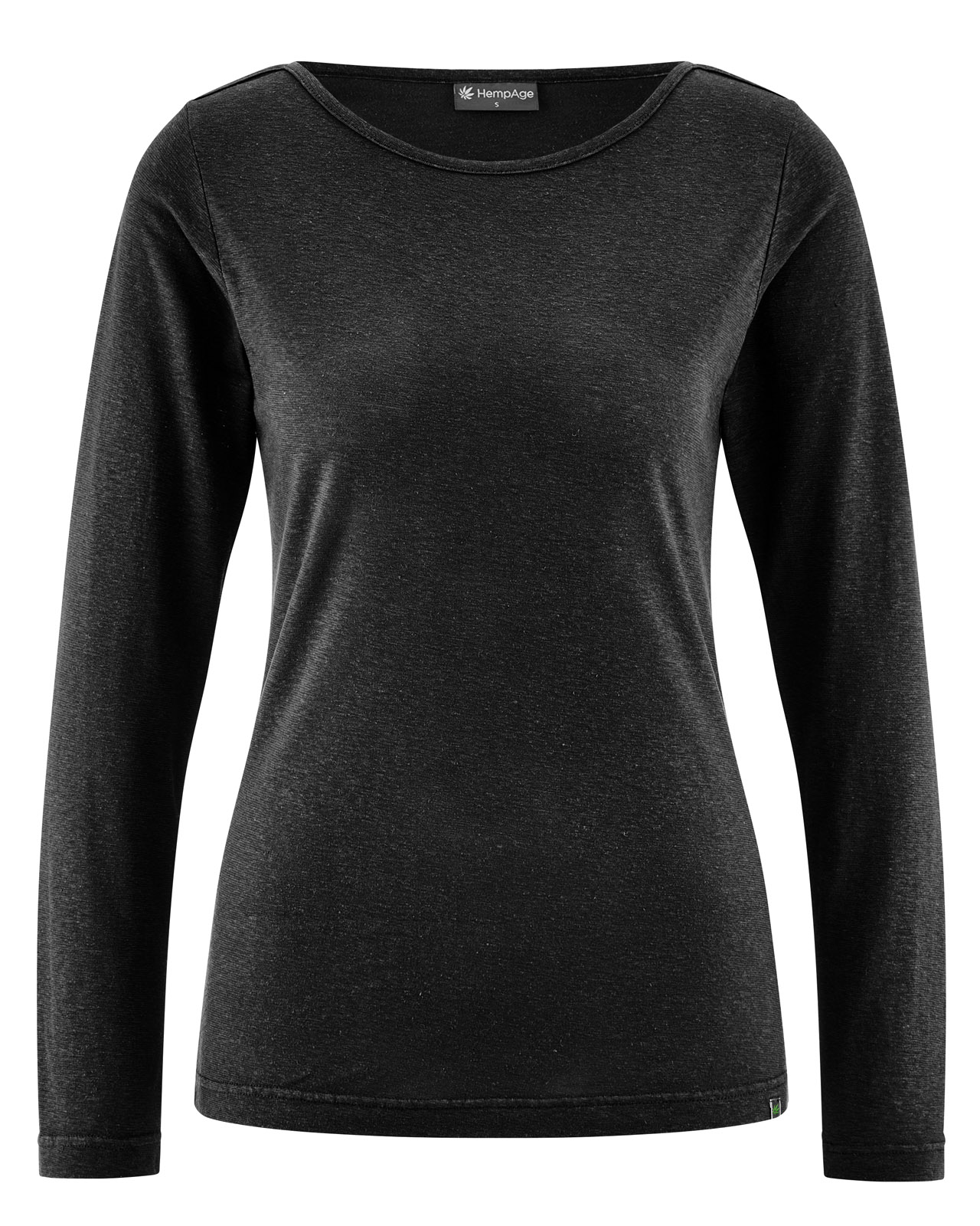 haut à manches longues femme col bateau en chanvre et lyocell noir, vue du produit