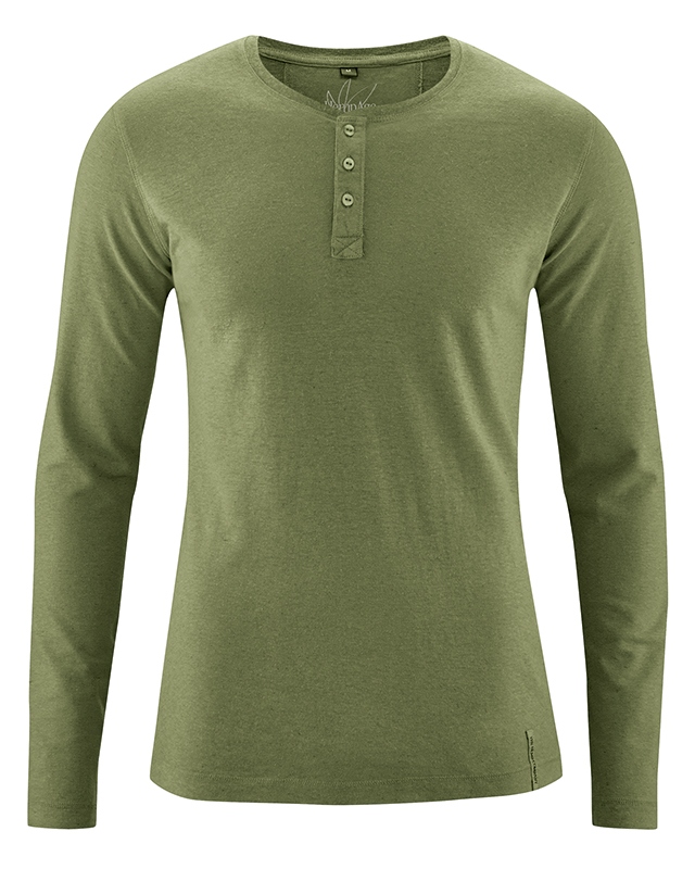 t-shirt col mao manches longues éthique dh239_vert_laurier