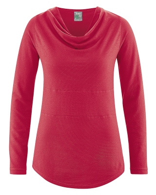 t-shirt femme col drapé coton biologique dh250_rouge_piment